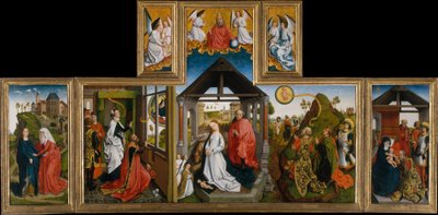 15世紀半ばのキリスト降誕（テンペラと木の上の油） 作： Workshop of Rogier van der Weyden