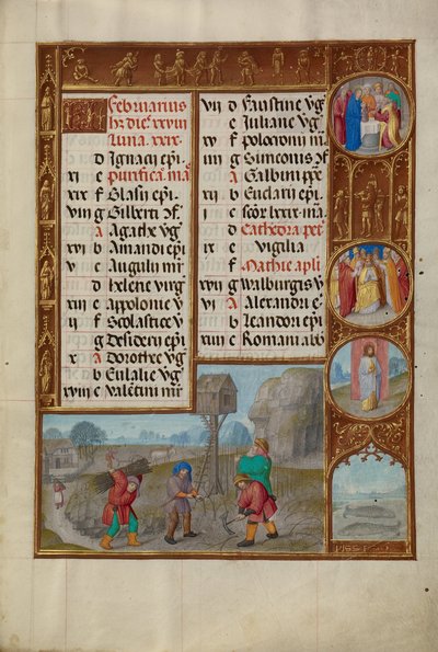 ブドウ園で働く;うお座の星座 作： Workshop of the Master of James IV of Scotland