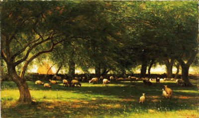 1900年、果樹園の正午。 作： Worthington Whittredge