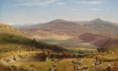 トゥスクルムの円形闘技場とアルバーノ山、ローマ、1860年。 作： Worthington Whittredge