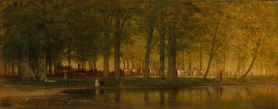 キャンプ会議、1874。 作： Worthington Whittredge