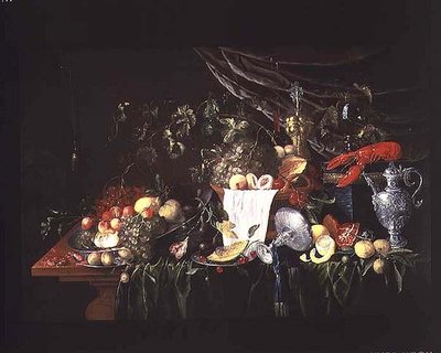 果実とロブスターのある静物（油彩・キャンバス 作： Wouter Mertens
