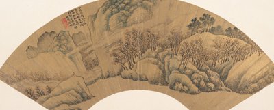 赤カエデのある緑の崖 1603年 作： Wu Bin