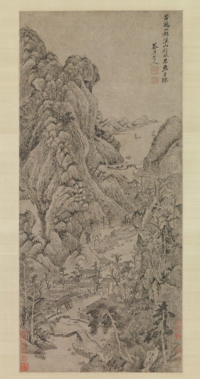 小川と山の間の旅人たち」 1670年代頃 作： Wu Li