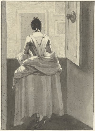ドアの前に立つ女性 作： Wybrand Hendriks