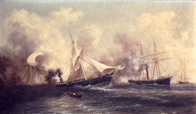 アラバマ号を沈めるU.S.S.カーサージ号 作： Xanthus Russell Smith