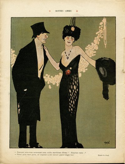 ザビエル ゴーゼ (1876-1915) のイラスト、ル リール、06/02/09 - 仲良し - 愛, ファッション, 花 作： Xavier Gose