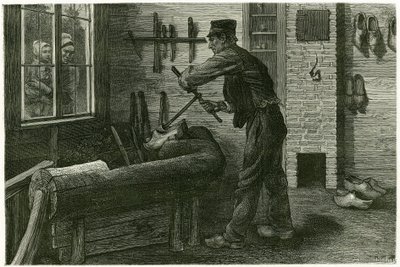 テルノイゼンのサボタージュは、設立され、拡大し、クラムを使って木を掘っている。1888年、美術評論家で作家のカミーユ・ルモニエ（1844-1913）が執筆した物語「ベルギー」の挿絵として、X.Melleryが自然を模写して描いたもの。に掲載されました。 作： Xavier Mellery