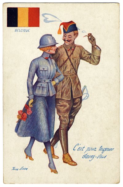 第一次世界大戦のベルギーのはがき同盟国間の調和、1917年 作： Xavier Sager
