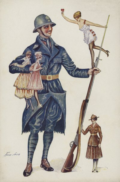 女の子に囲まれた兵士 作： Xavier Sager