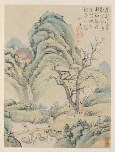 季節の風景のアルバム、リーフ以前のリーフ4、1668。 作： Xiao Yuncong