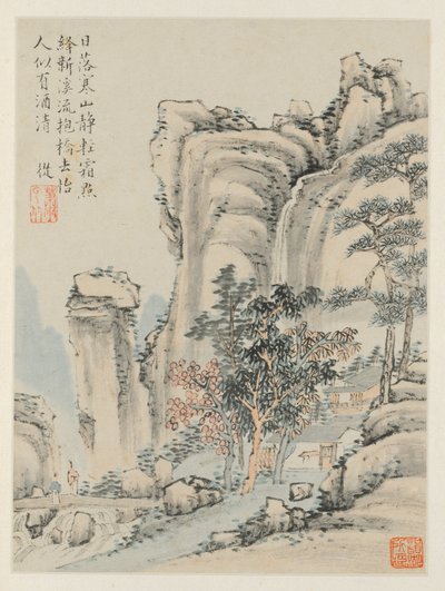 季節の風景のアルバム、リーフE以前の葉3、1668。 作： Xiao Yuncong