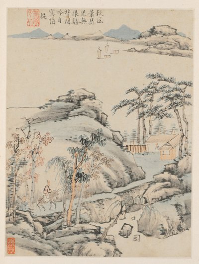 季節の風景のアルバム、葉F以前の葉5、1668。 作： Xiao Yuncong