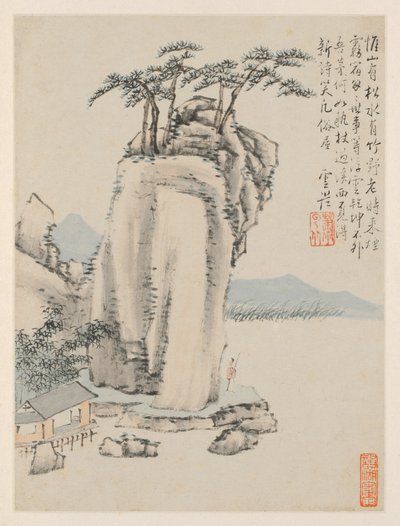 季節の風景のアルバム、葉G以前の葉7、1668。 作： Xiao Yuncong