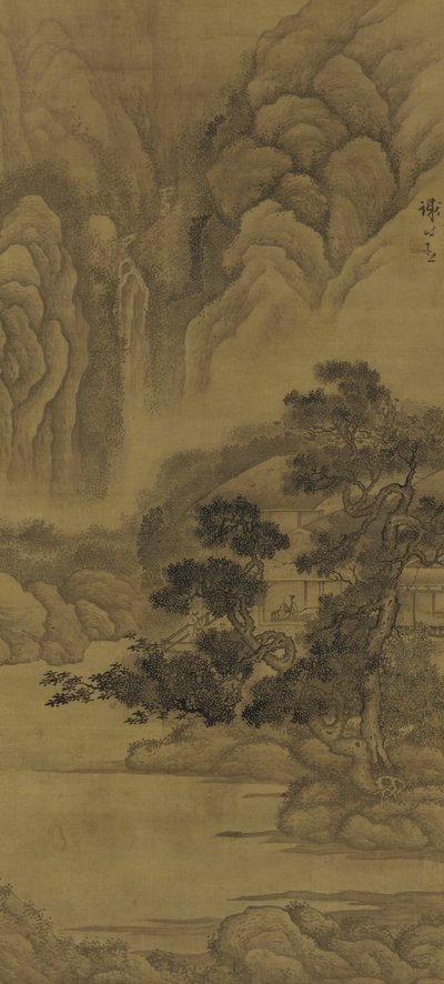わらぶき屋根の小屋で読む明朝（絹の異色） 作： Xie Shichen