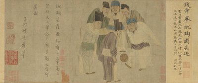 朱珠図巻（朱珠を奏でる太祖）（紙に彩色） 作： 