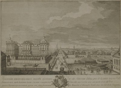 1753年のサンクトペテルブルクのアニチコフ門の向かい側に新築の部屋の眺め 作： Yakov Vasilyevich Vasilyev