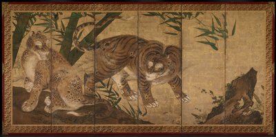 牡丹と竹の獅子と虎 作： Yamaguchi Sekkei