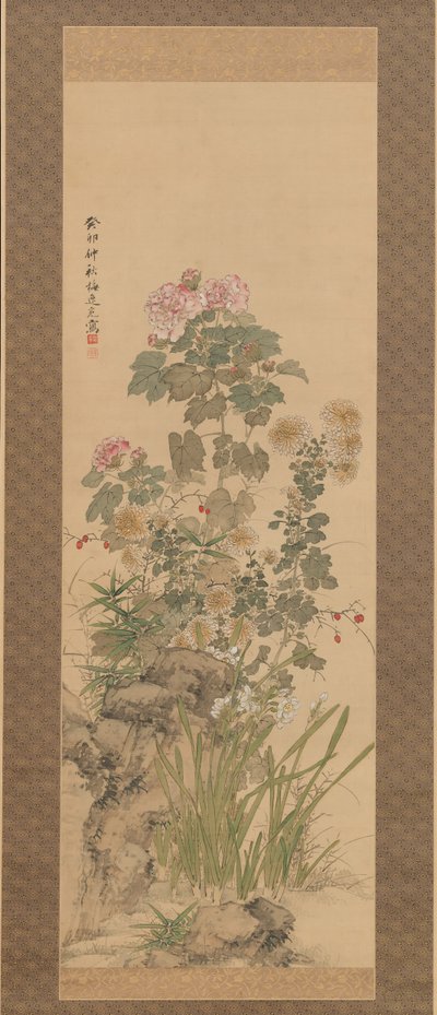 秋の花」1843年 作： Yamamoto Baiitsu