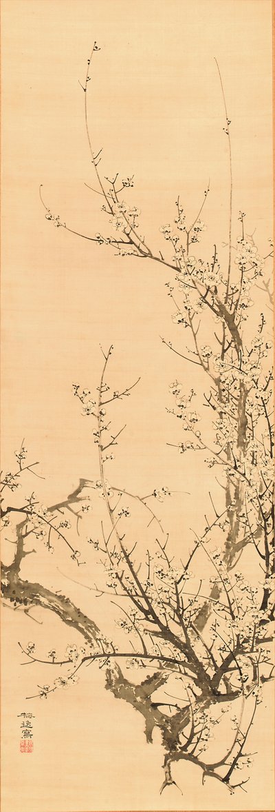 梅 1856年以前（絹本墨） 作： Yamamoto Baiitsu