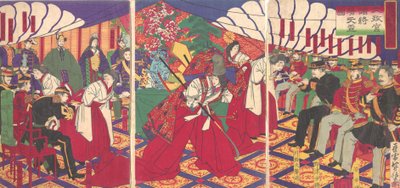 天皇の盃を受ける司令官たち（1886年 明治19年 作： Yamazaki Toshinobu