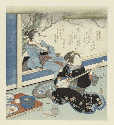 三味線を弾く芸者 黒香（オブジェのタイトル） 作： Yanagawa Shigenobu (II)
