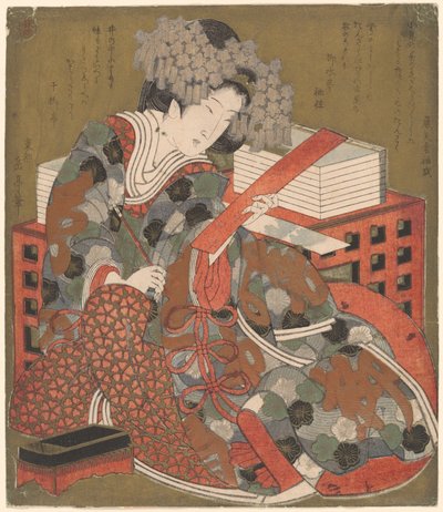 詩を書こうとしている女性 作： Yashima Gakutei
