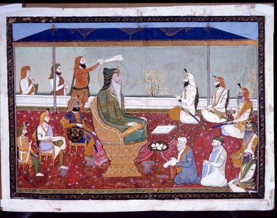 1830年頃の金色の王位に就くランジットシン 作： Yechu Mussavir