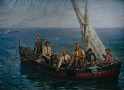 レーニンと作家マキシム ゴーリキー、カプリ島の漁師たち、1946 年 作： Yefim Mikhailovich Tcheptsov