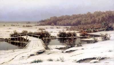 初期の雪、1883年。 作： Yefim Yefimovich Volkov