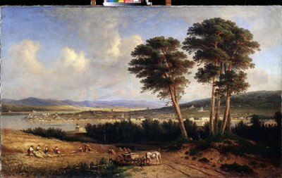 イルクーツク (シベリア、ロシア) のビュー。 (イルクーツクの眺め)。 Yegor Yegorovich Meier（1822-1867）による絵画、キャンバスに油彩 作： Yegor Yegorovich Meier