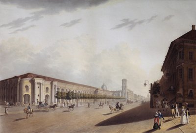 1820 年代、サンクトペテルブルクの偉大な Gostiny Dvor Merchant Yard 作： Yermolai Ivanovich Yesakov