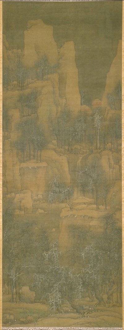 山奥に積もった雪（シルクにインクとカラー） 作： Ying Lan