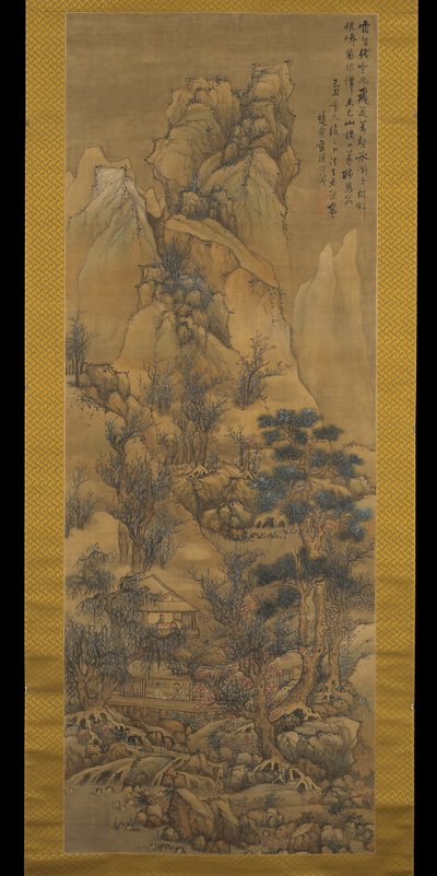 冬の稜線に建つ茅葺きの小屋 作： Ying Lan