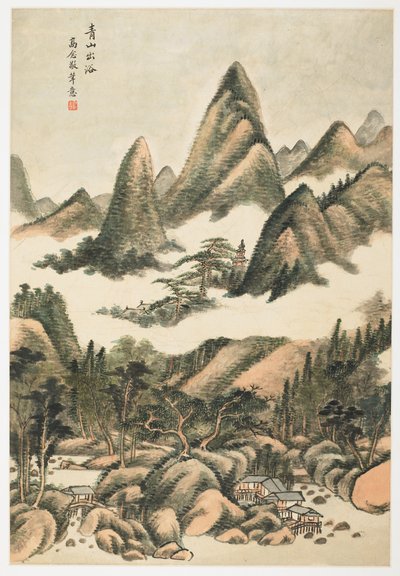 入浴直後のグリーンマウンテン、12枚の葉のアルバムより 作： Yongxi Jin