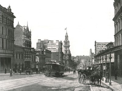 バークストリート、東向き、メルボルン、オーストラリア、1895年。 作： York and Son