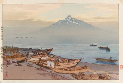 北海の穏やかな海：利尻山 作： Yoshida Hiroshi