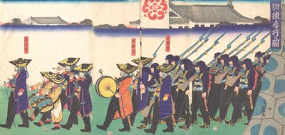 天皇陛下の軍隊のパレード（1867年 作： Yoshifuji