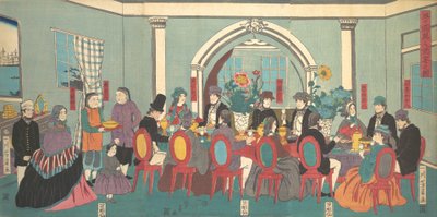 宴会を楽しむ五ヶ国の外国人たち（1861年3月 作： Yoshikazu