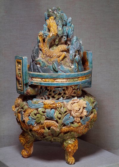 中国美術：テラコッタのバーナー・パフューム。元朝時代。1271-1368. 作： Yuan Dynasty Chinese School