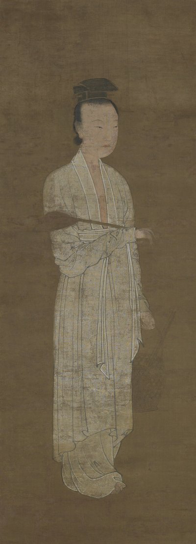 白衣の女性の肖像：Lu Meiniang 作： Yuan Dynasty Chinese School