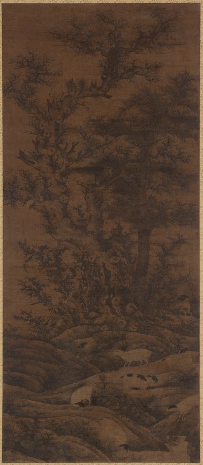 冬の木と羊 作： Yuan Dynasty Chinese School