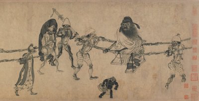 Zhong Kui Traveling（紙にインク） 作： Yuan Dynasty Chinese School