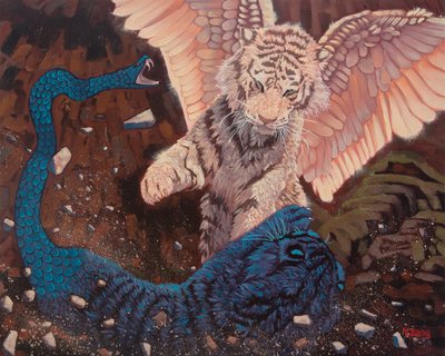 天使と悪魔, 2023 (キャンバスに油彩 作： Yue Zeng