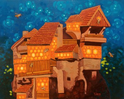 蜂の家、2023年（キャンバスに油彩） 作： Yue Zeng