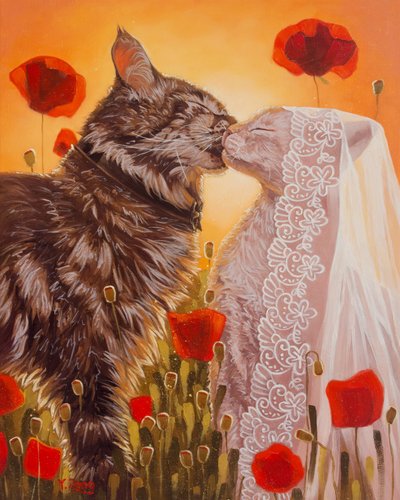 猫の結婚式、2023年（キャンバスに油彩） 作： Yue Zeng