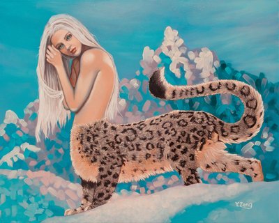 レオパード・ウーマン、2023年（キャンバスに油彩） 作： Yue Zeng