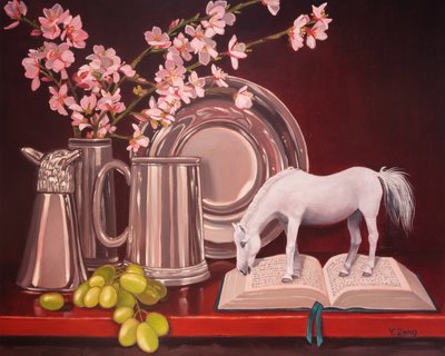 ミニチュアホース、2023年（キャンバスに油彩） 作： Yue Zeng