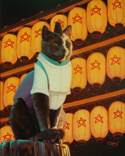 OnMeowJi, 2023（キャンバスに油彩） 作： Yue Zeng