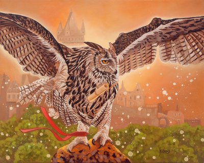 フクロウの使い、2023年（キャンバスに油彩） 作： Yue Zeng